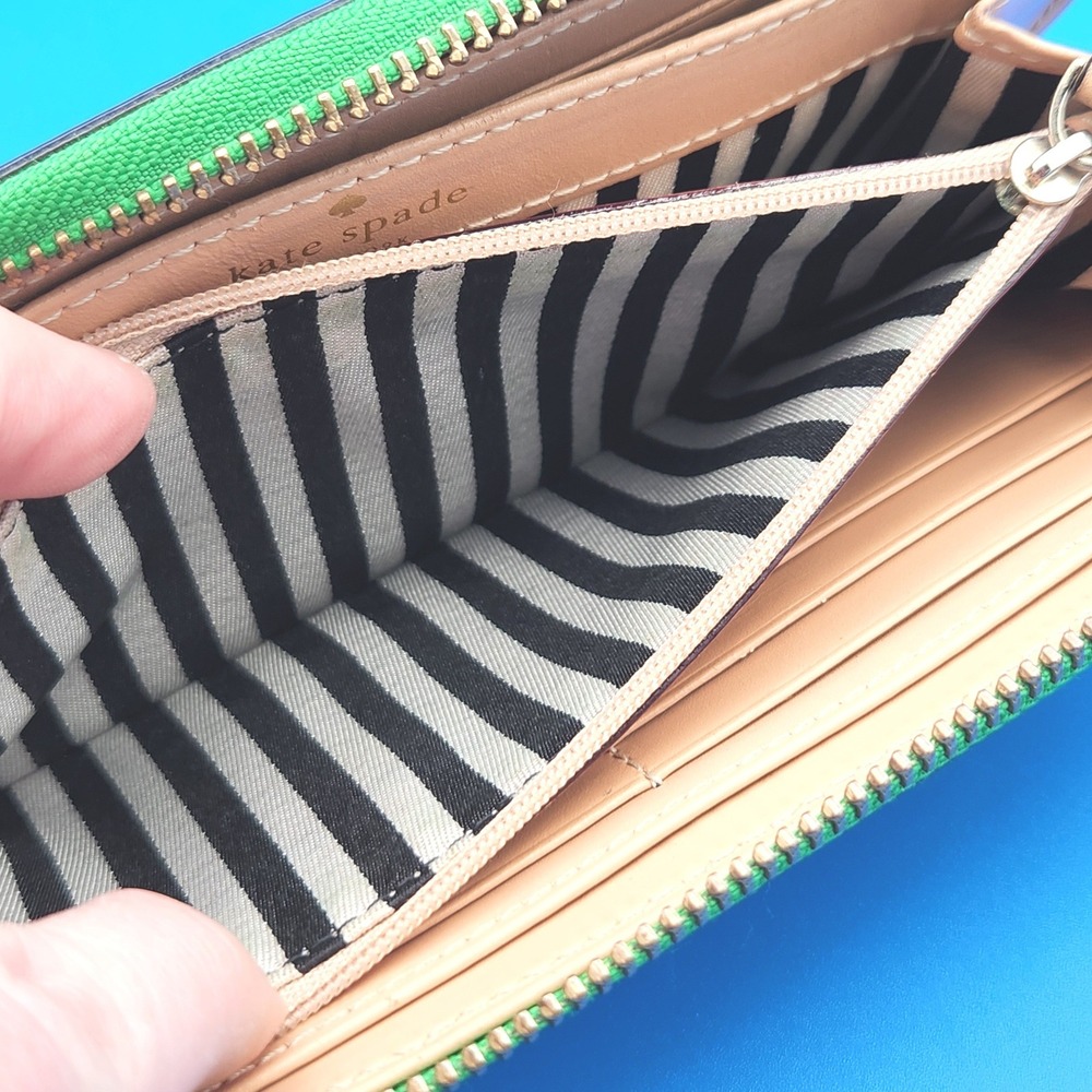 Kate Spade Pebbled Leather Wrap Around Zip Wallet - Green - Picture 10 of 11